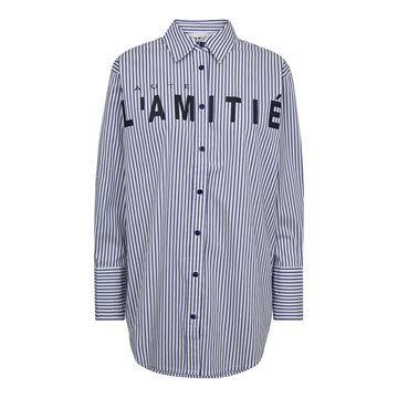 Haute L ' Amitié - Stripe Chest Logo Shirt - White Blue Stripe